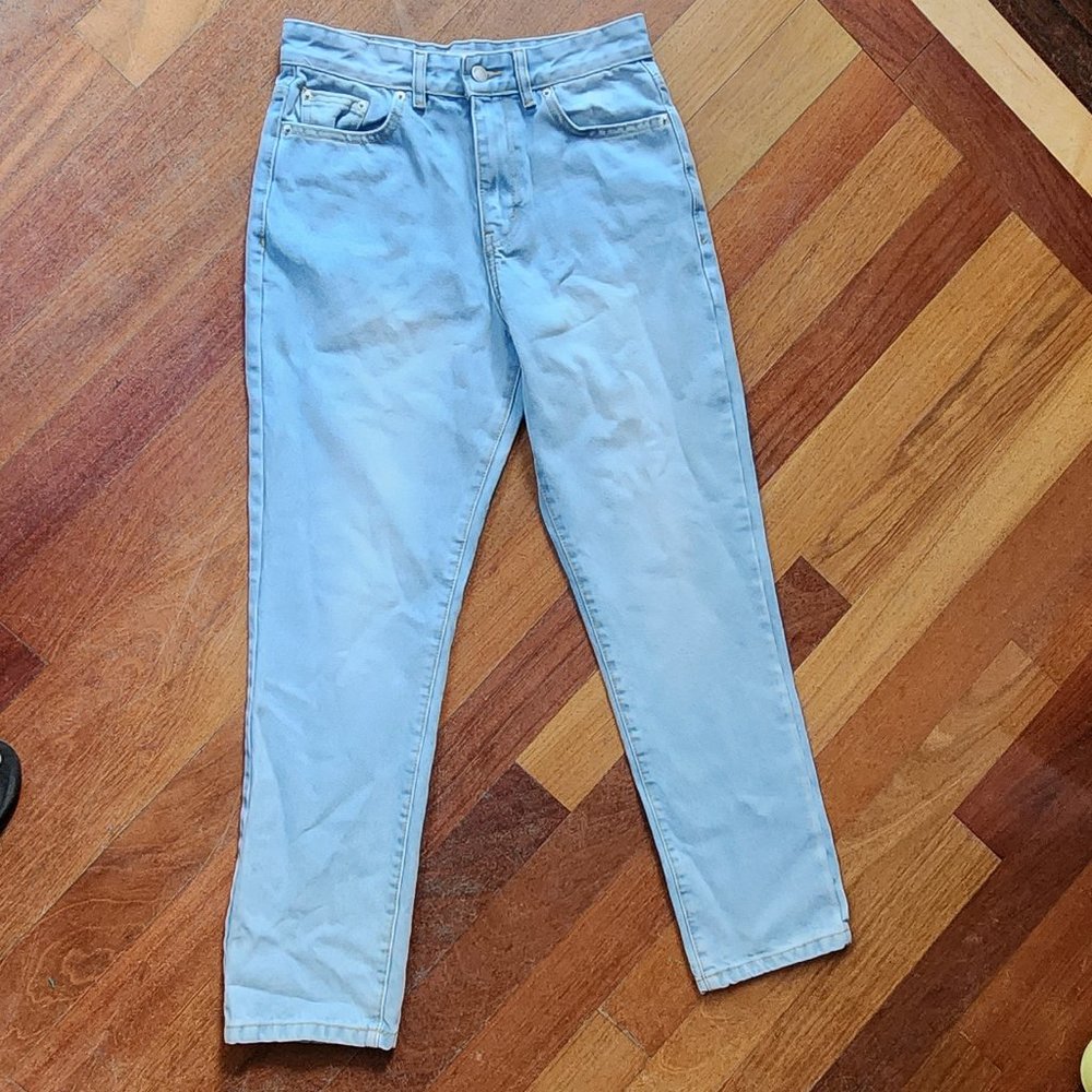 Nasty Gal Super Pale Wash Daya Straight Stretch Leg Jeans Size Petite 2 View 4